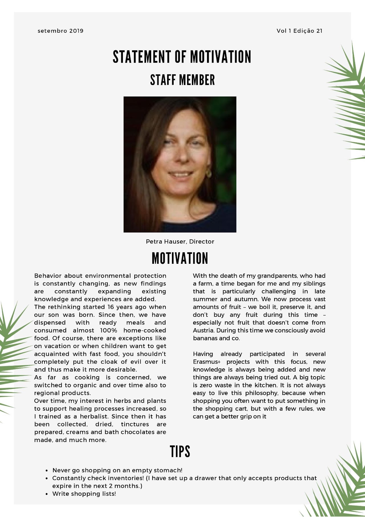 Statement of motivation staff member